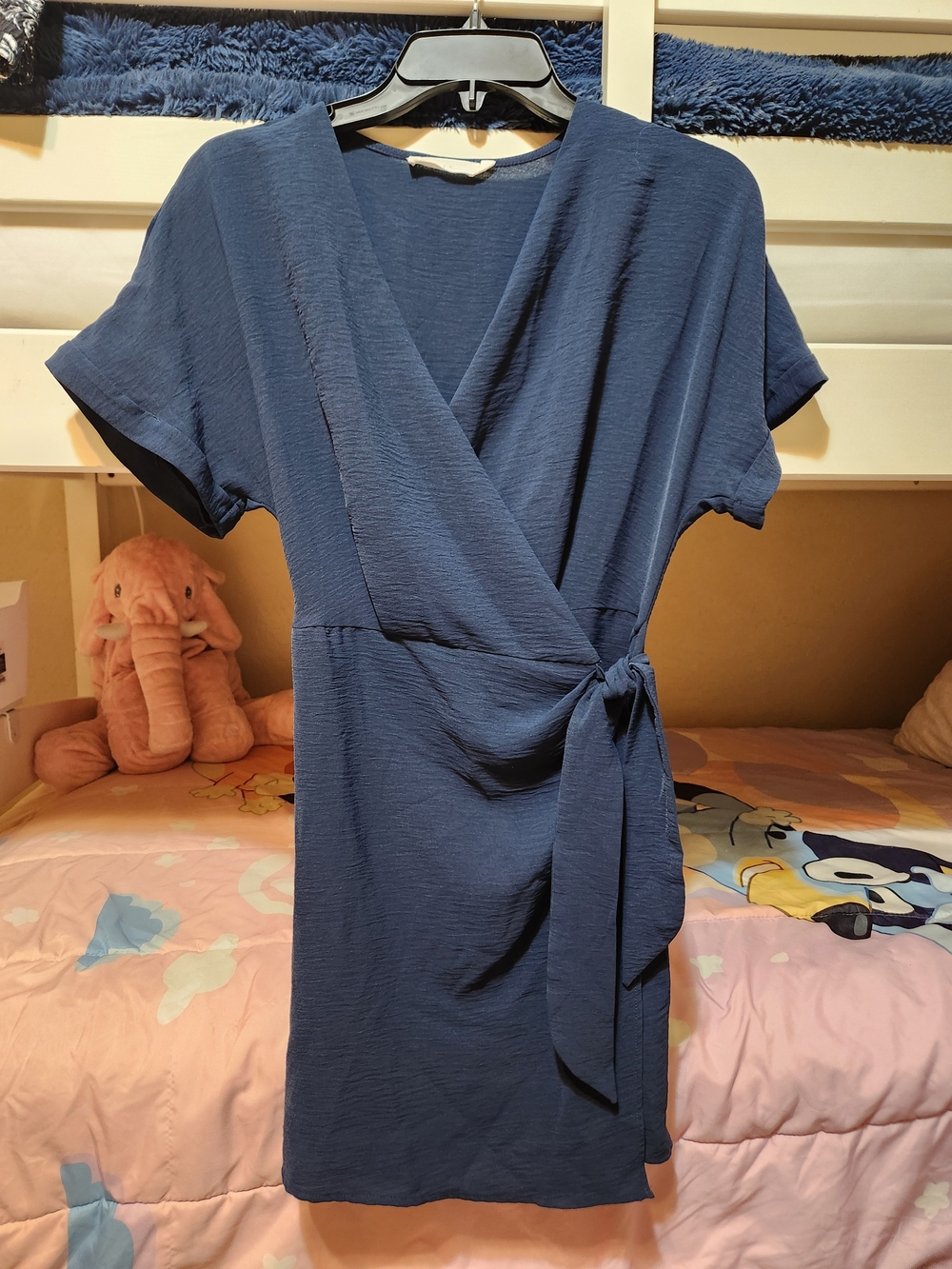 Lush Navy Blue Mini Wrap Dress
